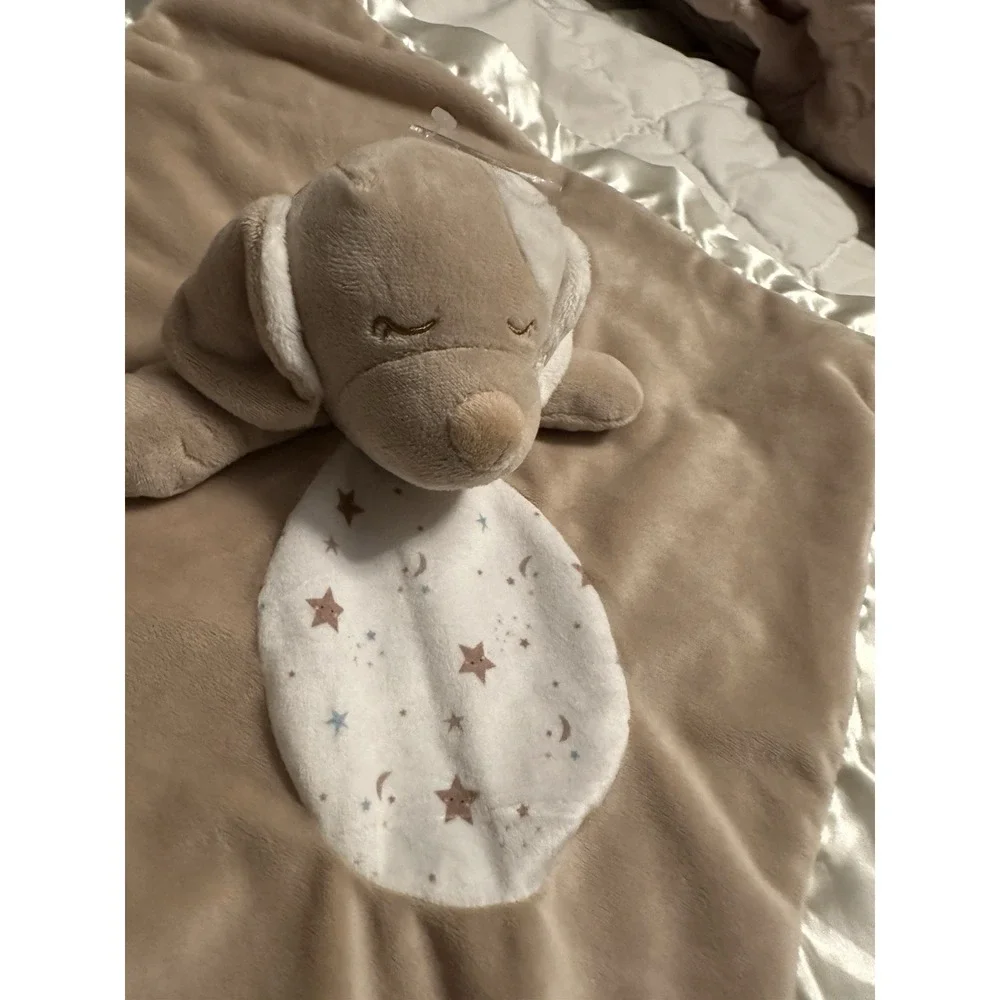 Douglas Baby Auggie Tan Puppy Satin Trim Dog‎ Snuggler Plush Stuffed Animal